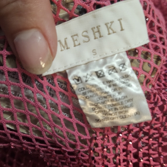 MESHKI Emerson Diamante Mesh Fishnet Tank Top In Fuchsia Pink. Size Small NWT - Picture 4 of 14